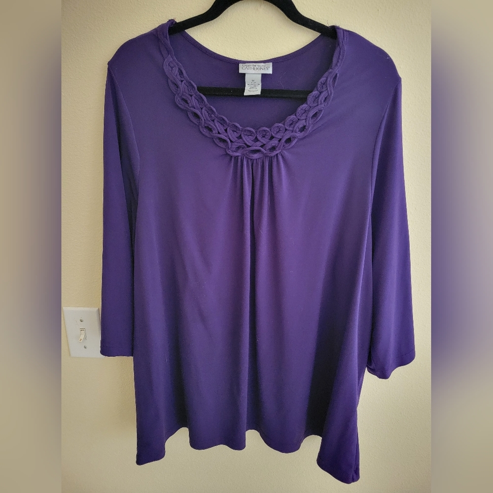 Maggie Barnes For Catherines Purple 3/4 Length Sleeve Tunic